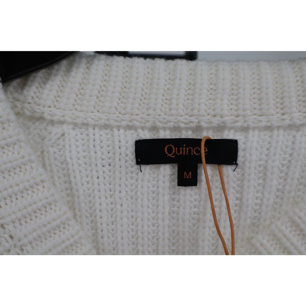 NEW Quince Fisherman Crew Sweater Women's White Ivory Organic Cotton Size M - Picture 5 of 5